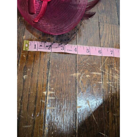 Vintage Red Flower Feather Fascinator Headband Hat Cocktail Cap - Picture 10 of 11